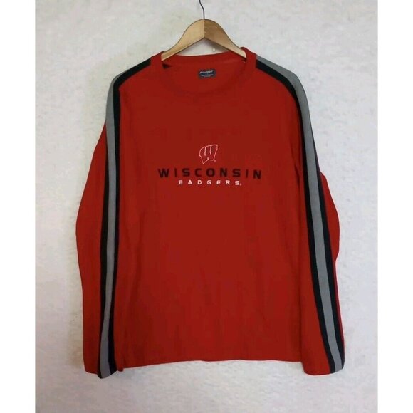 Pro Edge Wisconsin Badgers Long Sleeve Shirt Sweater Men's Large Cotton Ribbed - Picture 7 of 9